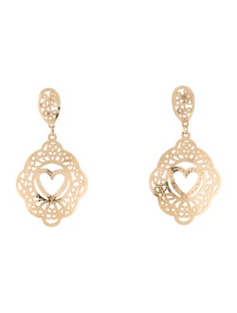 Earrings 14K Heart Drop Earrings