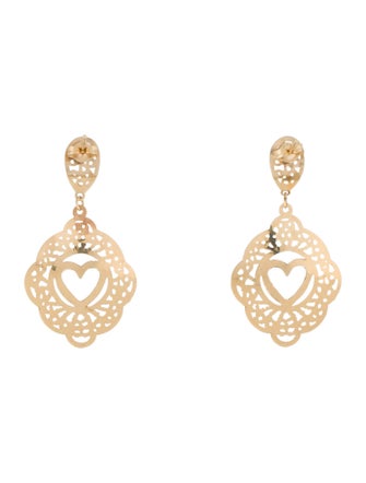 Earrings 14K Heart Drop Earrings