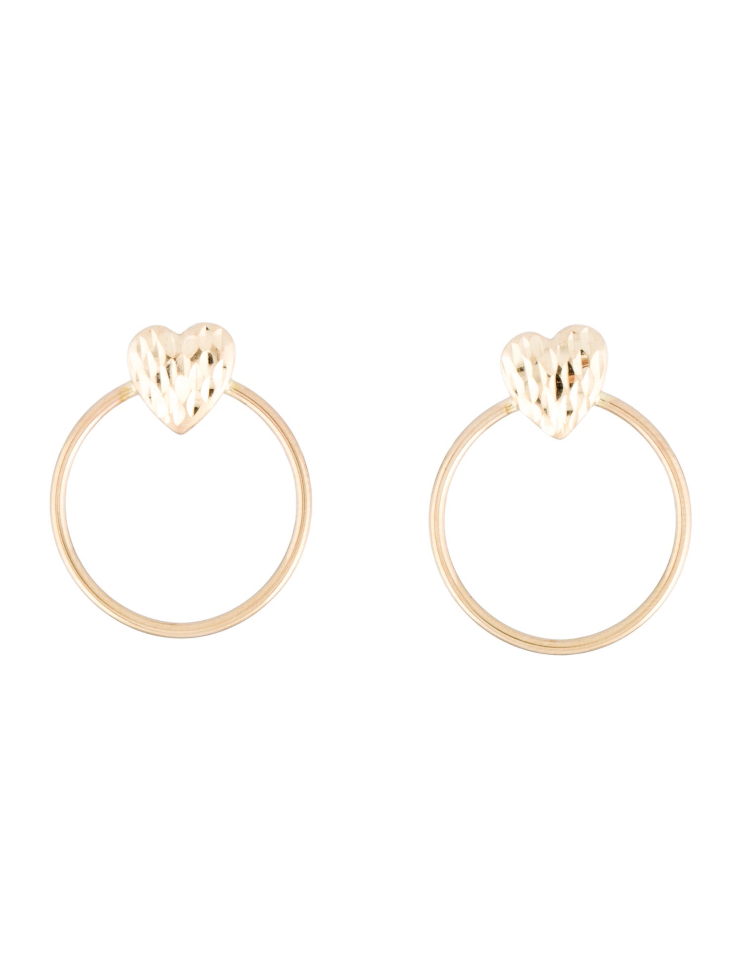 Earrings 14K Heart Hoop Drop Earrings