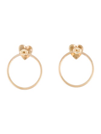 Earrings 14K Heart Hoop Drop Earrings