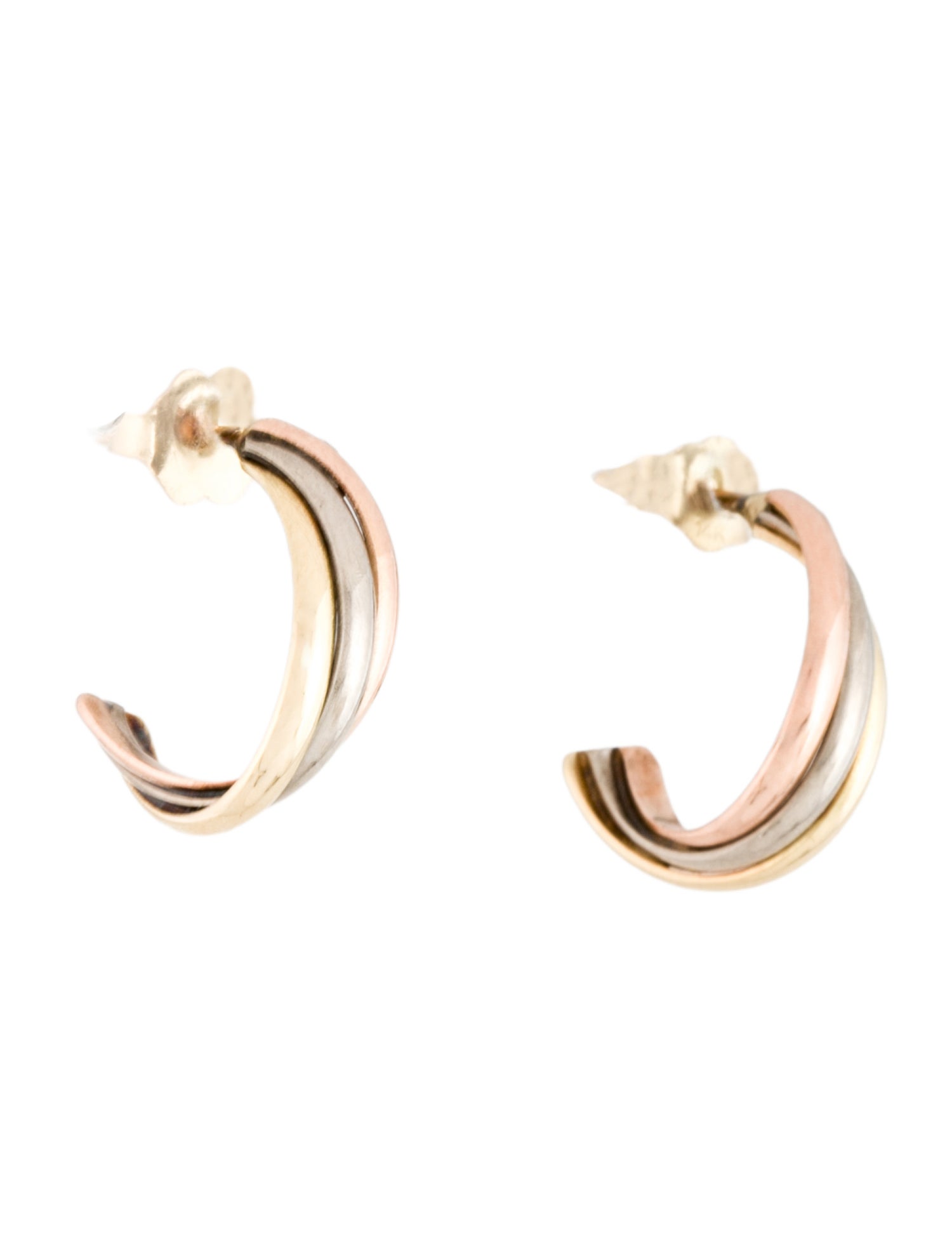 Earrings 14k Tri-Color Huggie