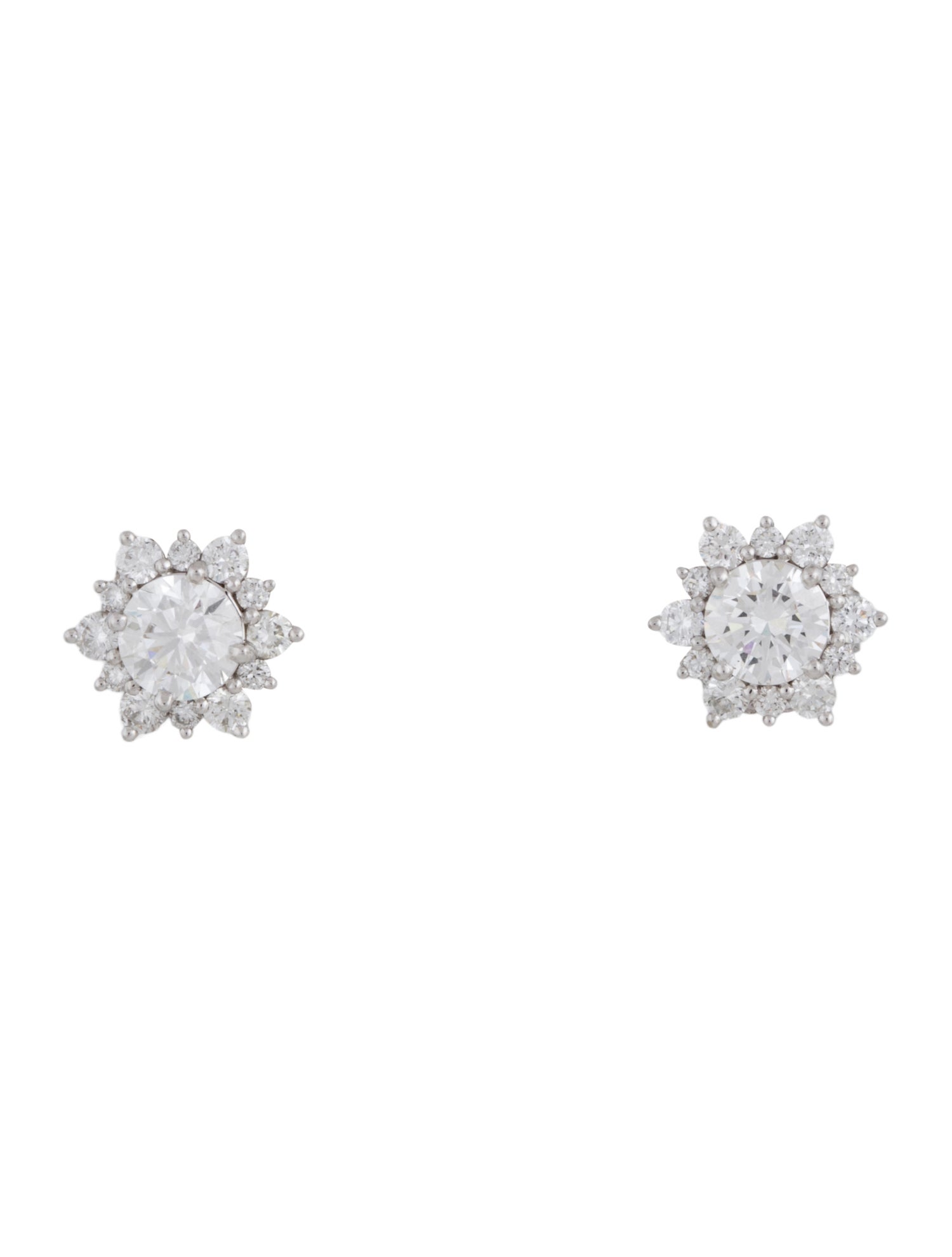 Earrings 18K 2.32ctw Diamond Cluster Stud