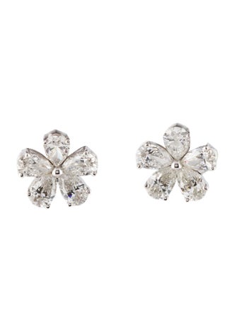 Earrings 18K 1.01ctw Diamond Flower Stud Earrings