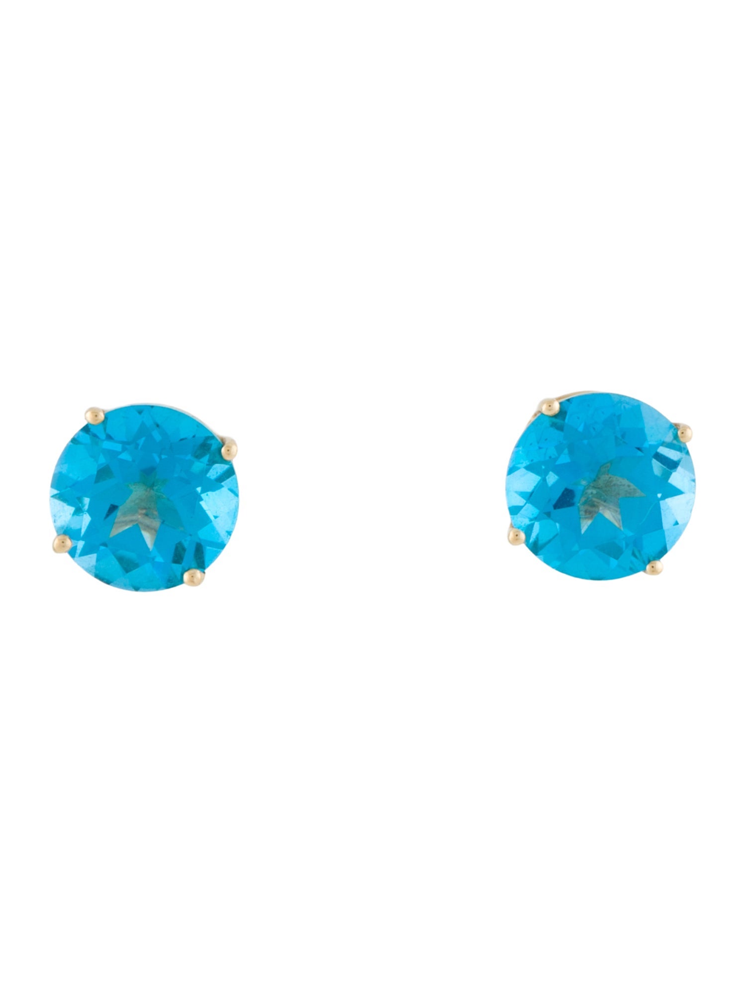 Earrings 14K 4.14ctw Topaz Solitaire Studs