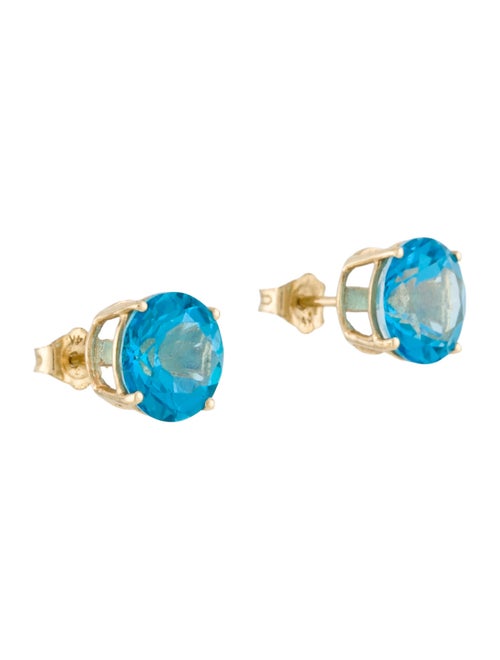 Earrings 14K 4.14ctw Topaz Solitaire Studs