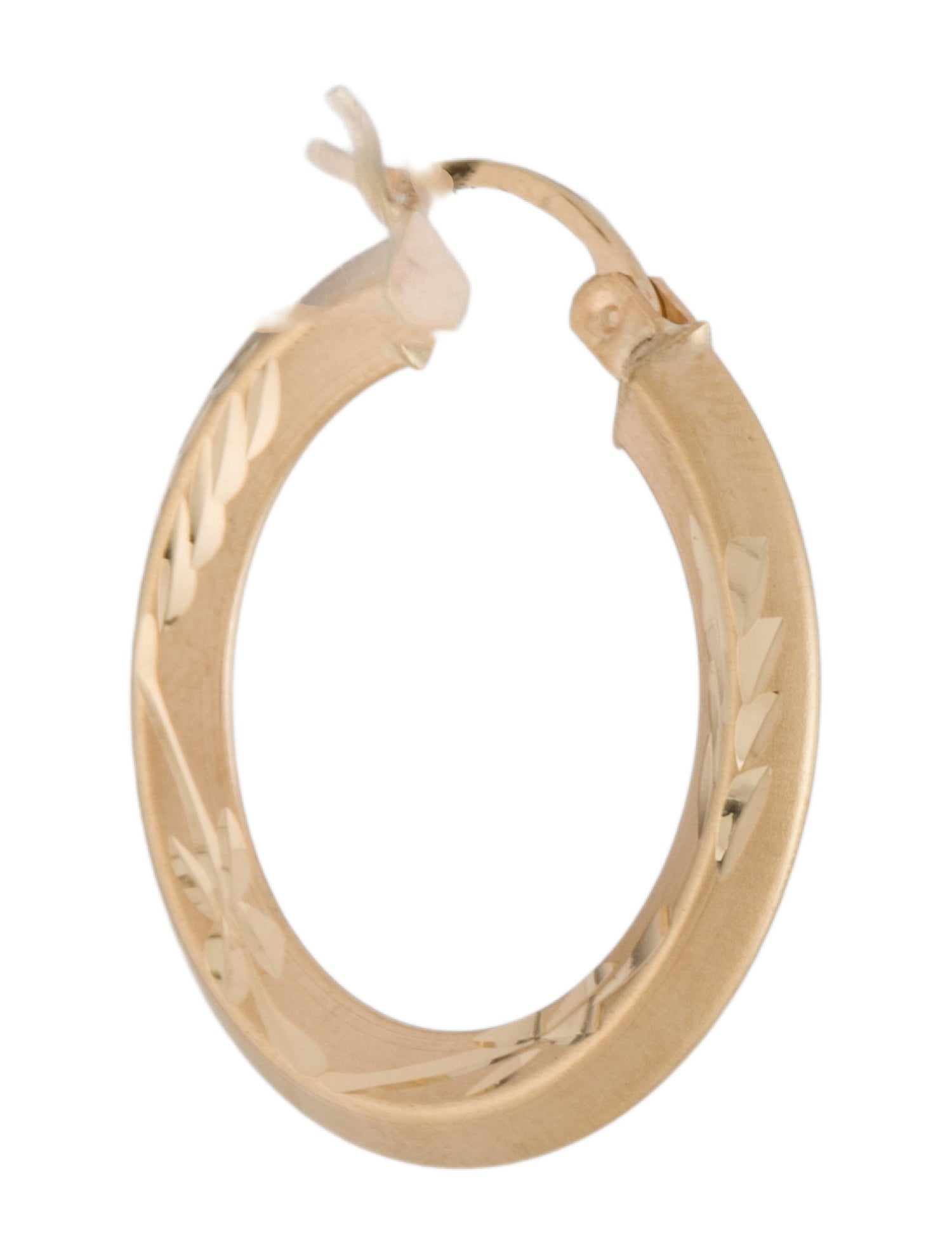 Earrings 14K Textured Single Hoop Earring