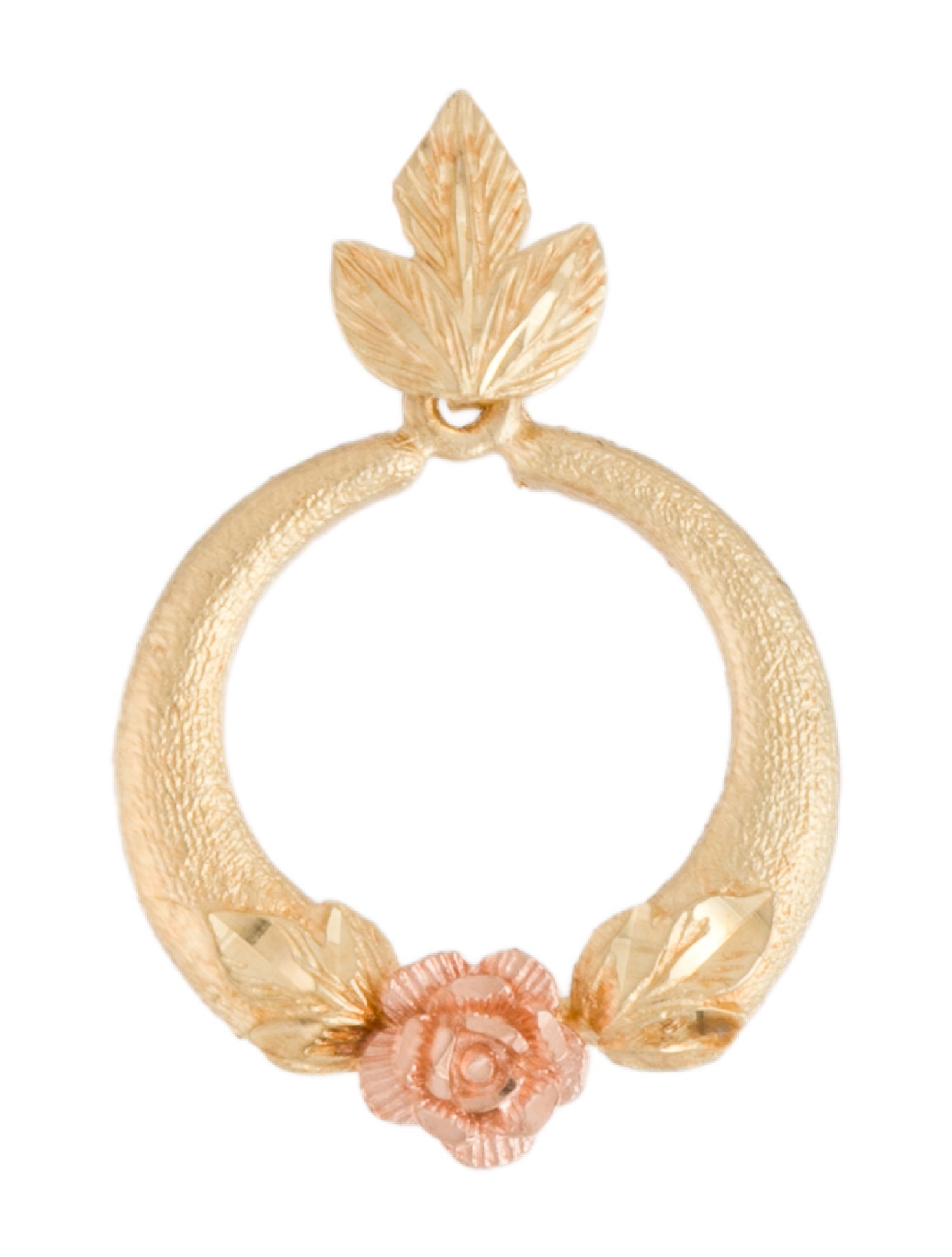 Earrings 14K Textured Rose Single Drop Earring