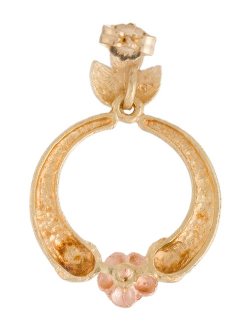 Earrings 14K Textured Rose Single Drop Earring