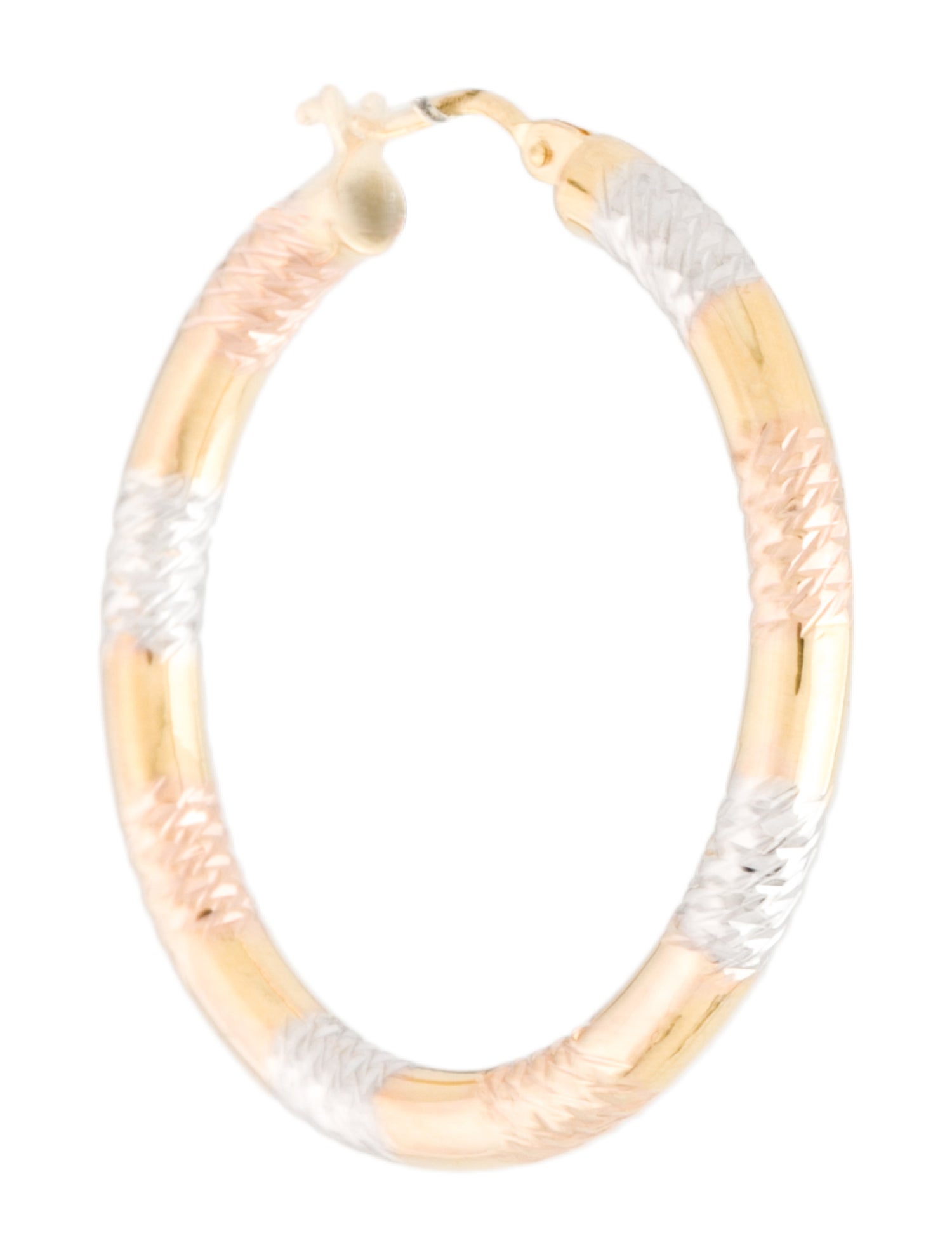 Earrings 14K Textured Hollow Single Hoop Earring