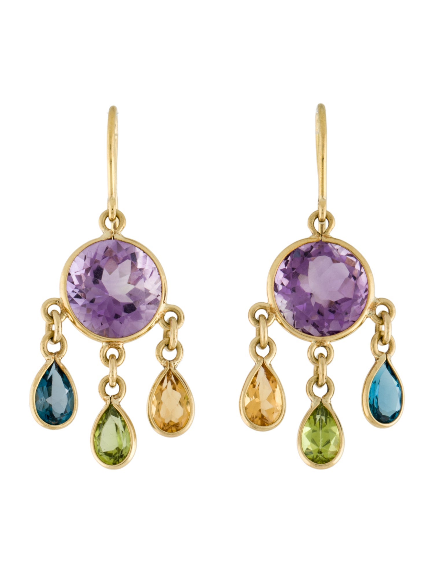 Earrings 18K Multistone Drop