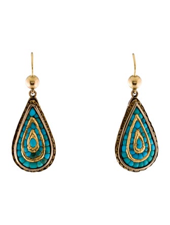 Earrings 18K Turquoise Drop Earrings
