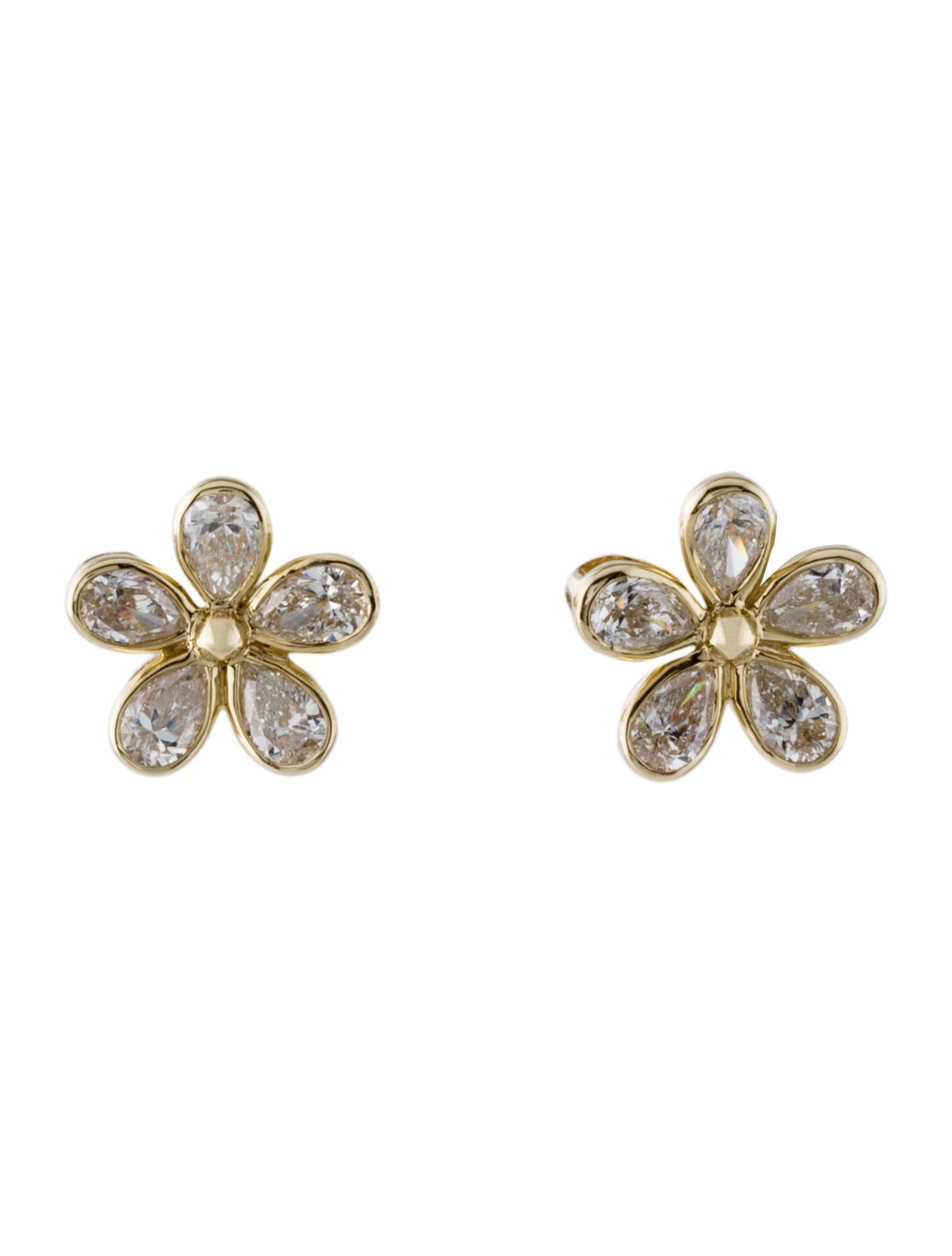 Earrings 14K Diamond Flower Stud