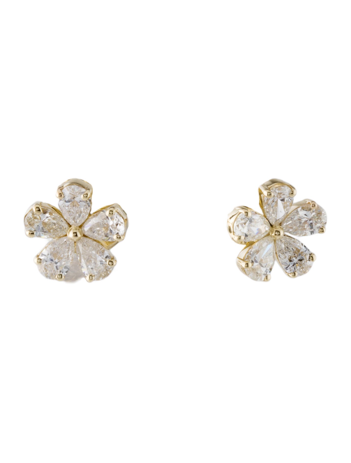 Earrings 14K Diamond Flower Stud