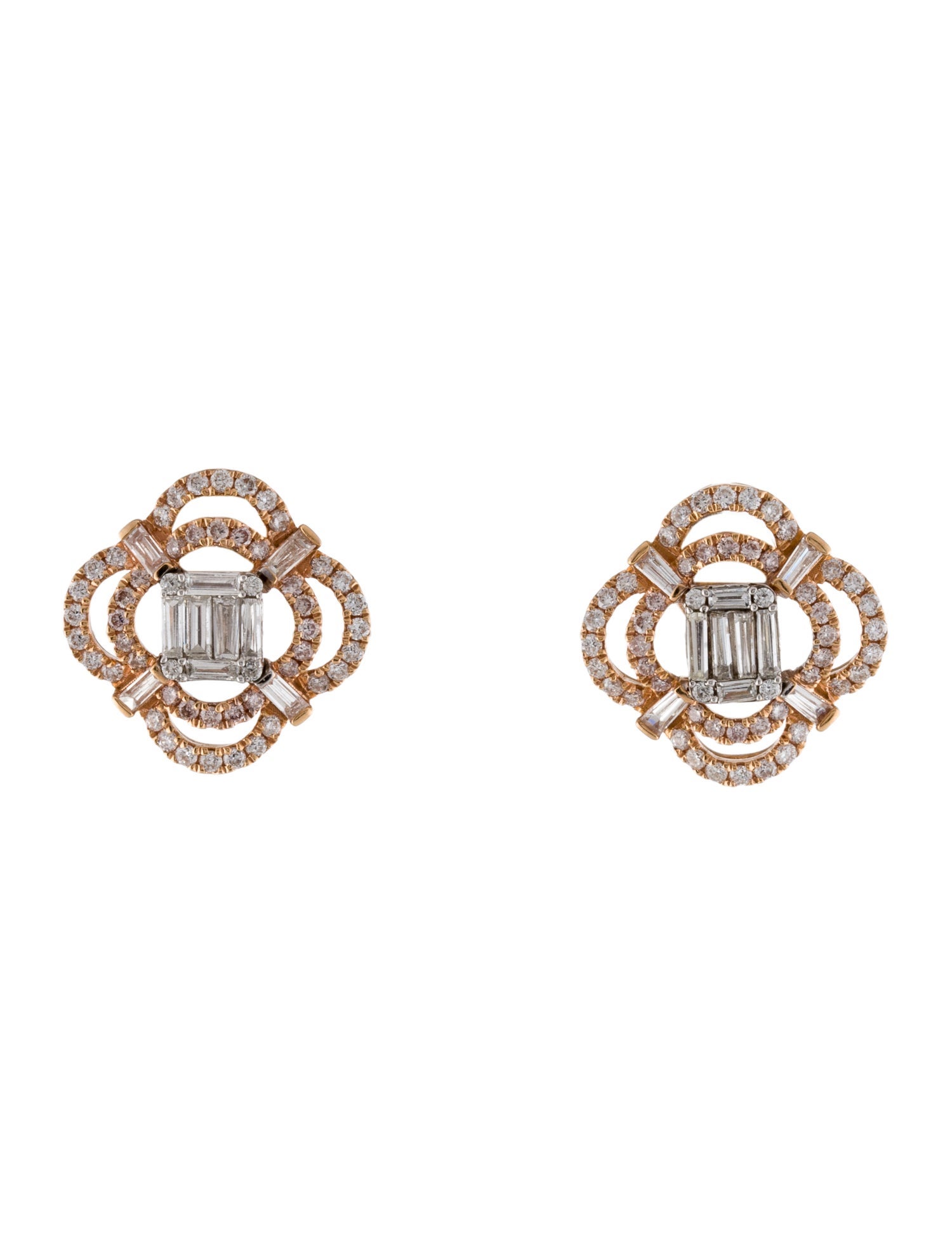 Earrings 18K 1.13ctw Diamond Quatrefoil Stud