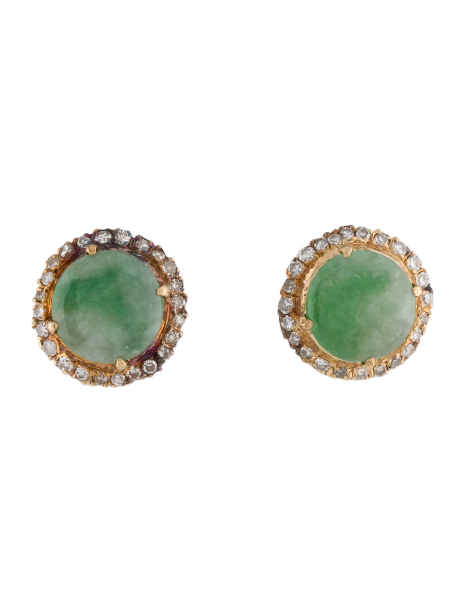 Earrings Jadeite & Diamond Stud