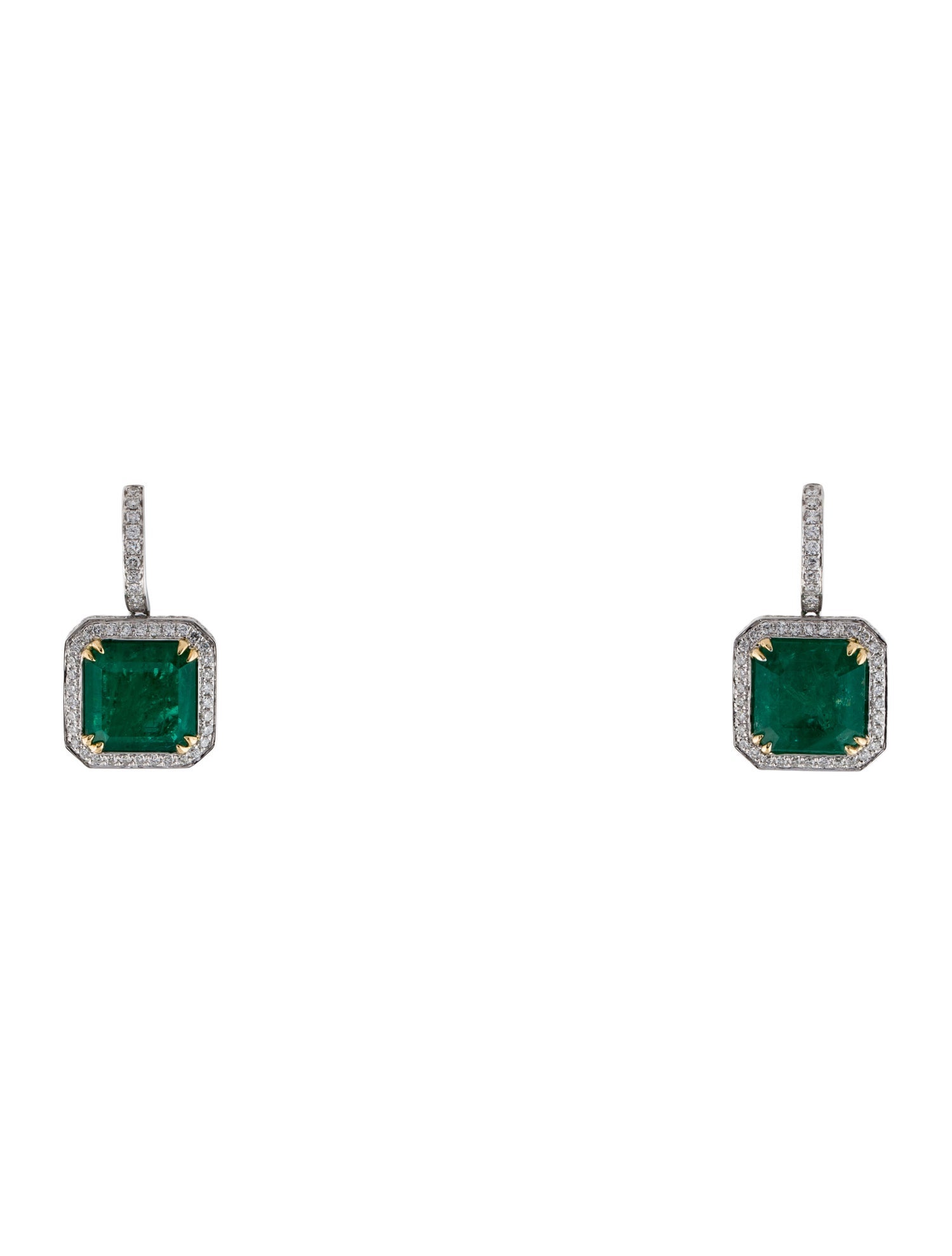 Earrings Modani Jewels Platinum Emerald & Diamond Drop Earrings