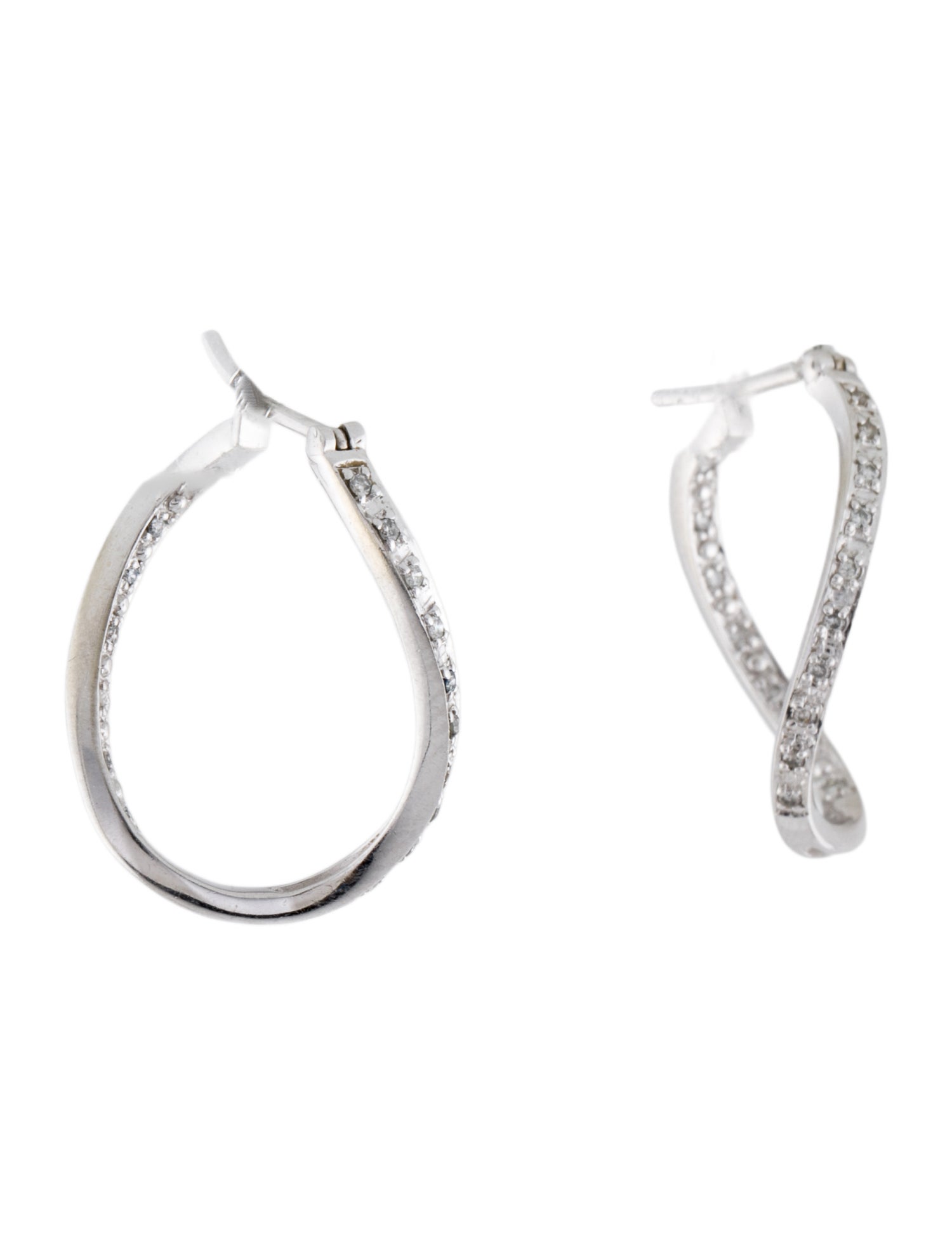Earrings 14K Diamond Inside-Out Twist Hoop