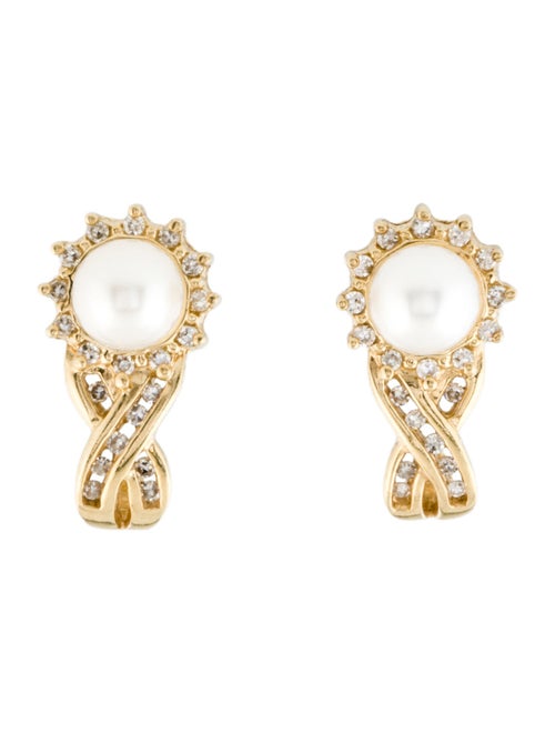 Earrings 14K Pearl & Diamond Drop Earrings