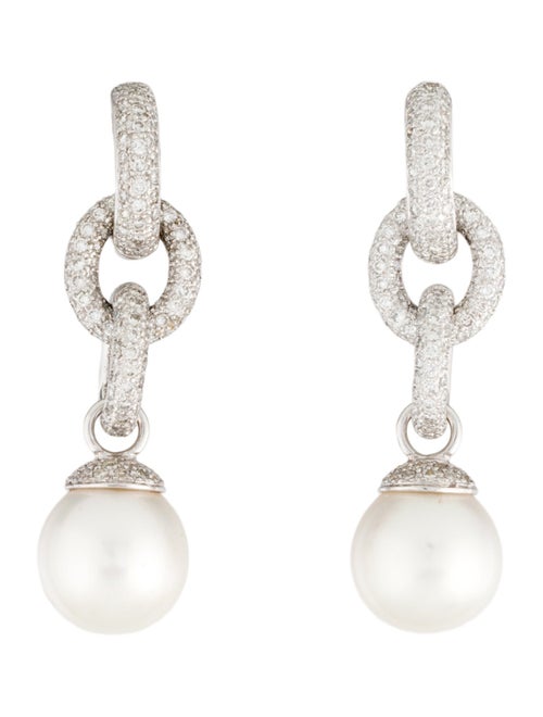 Earrings 18K Pearl & Diamond Drop Earrings