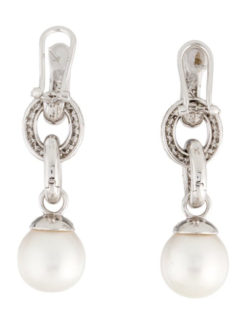 Earrings 18K Pearl & Diamond Drop Earrings