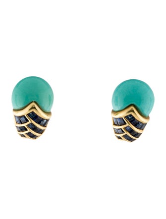 Earrings 18K Turquoise & Sapphire Clip-On Earrings