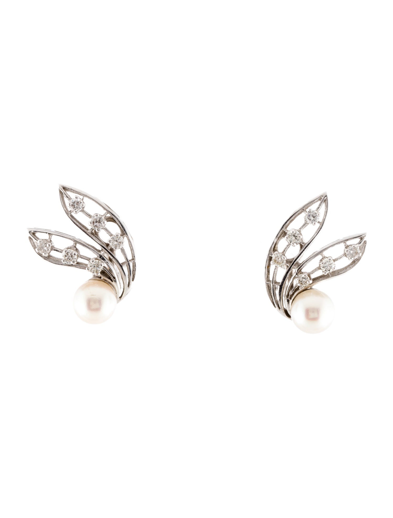 Earrings 14K Pearl & Diamond Clip-On Earrings