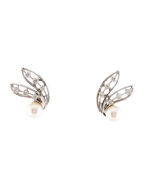 Earrings 14K Pearl & Diamond Clip-On Earrings