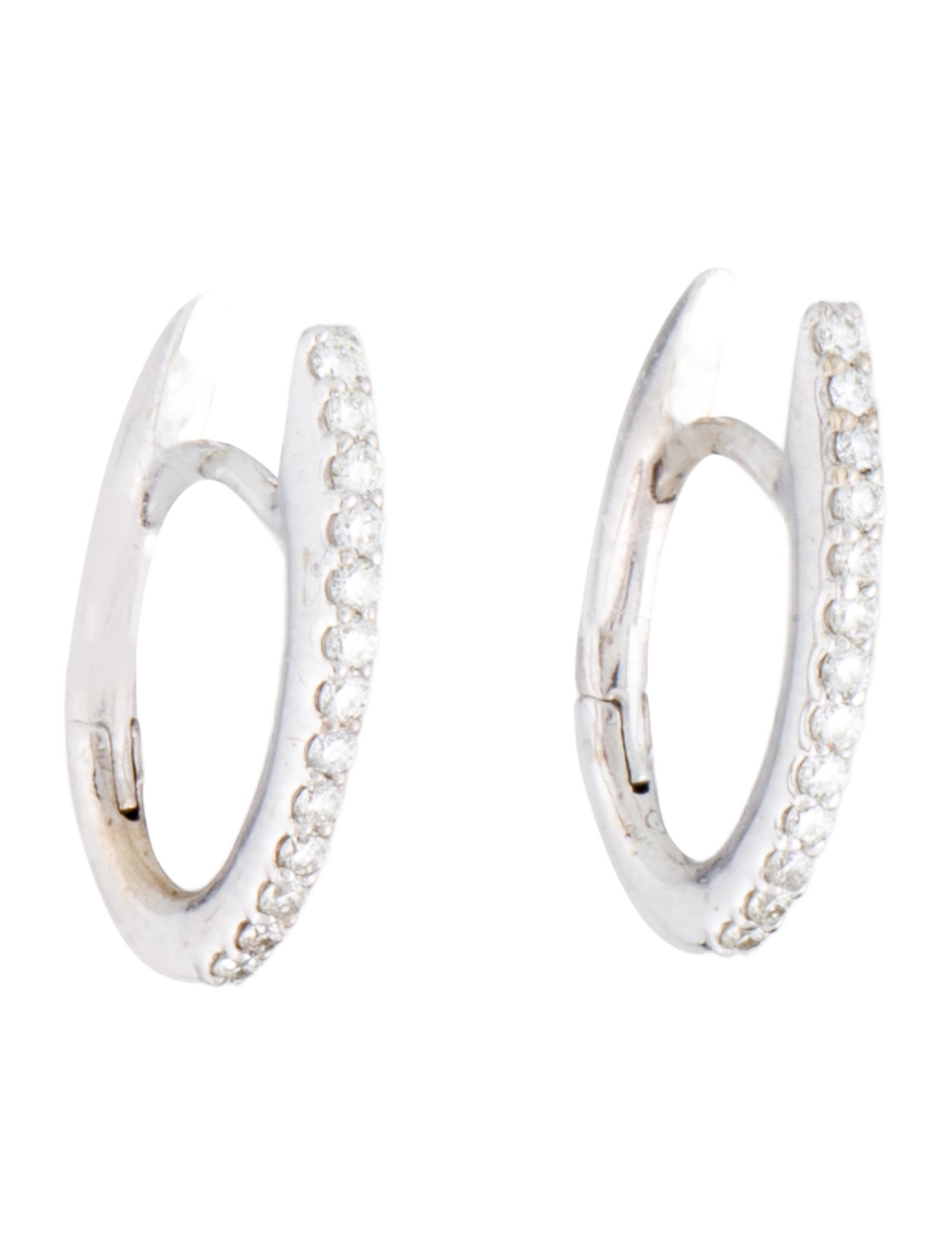 Earrings 14K Diamond Oval Huggie Hoop