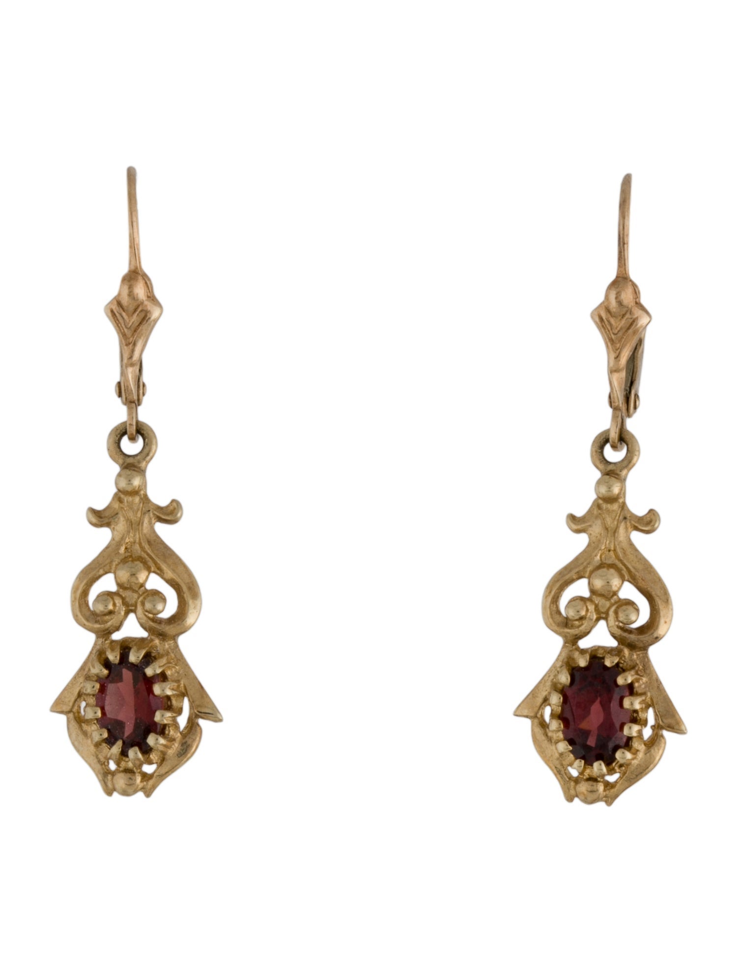 Earrings 10K Garnet Drop Earrings