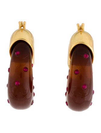 Lizzie Fortunato Resin & Crystal Studded 'Organic' Hoop Earrings