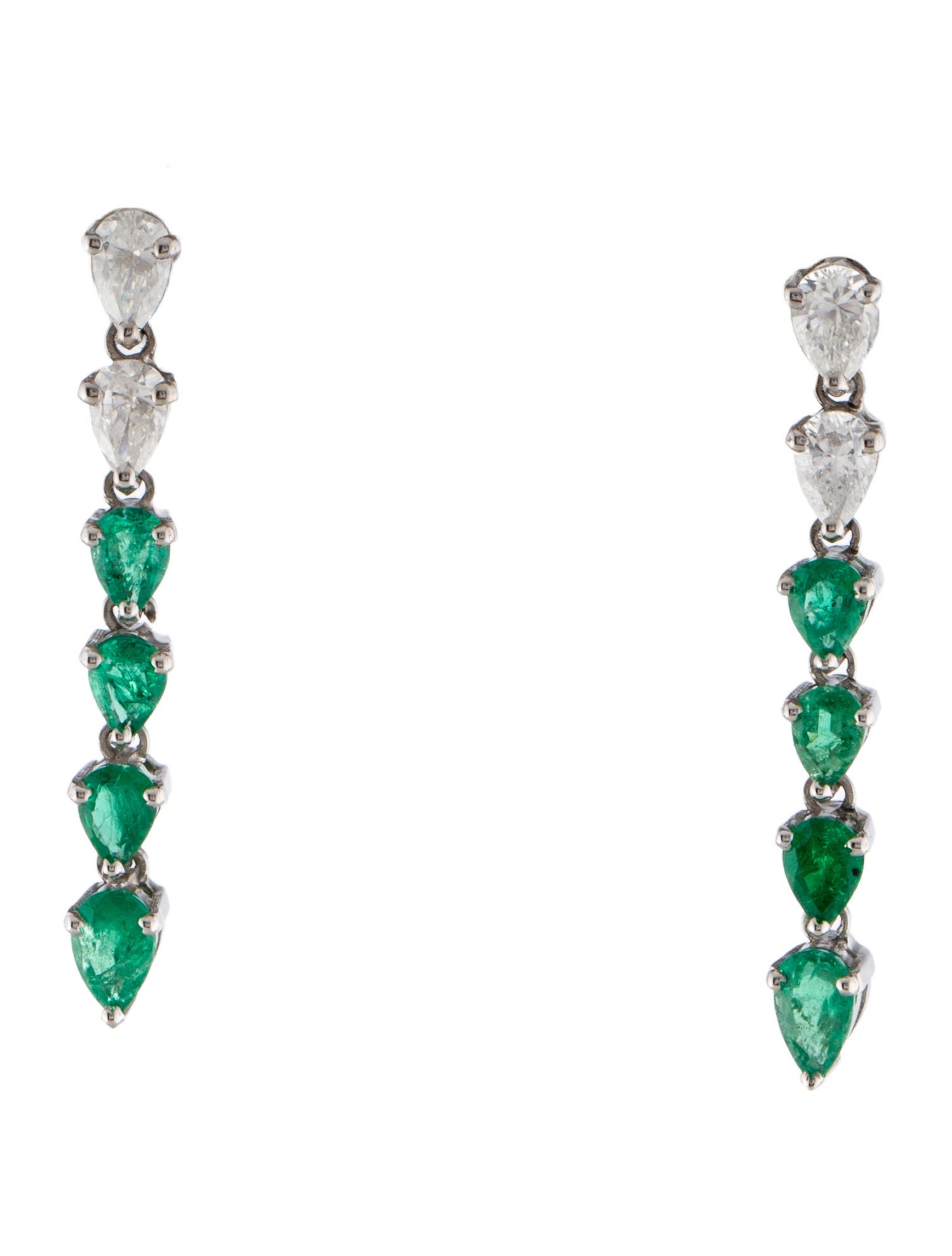 Earrings 14K Emerald & Diamond Drop