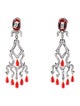 Earrings 18K Coral & 1.88ctw Diamond Chandelier Earrings