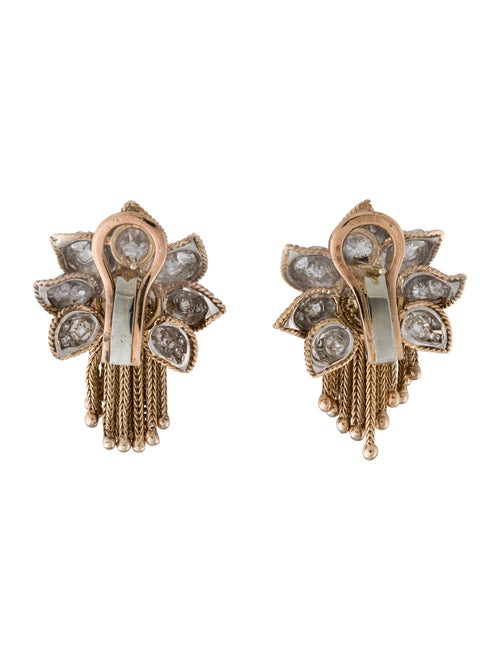 Earrings French Retro 3.10ctw Diamond Tassel Earclips