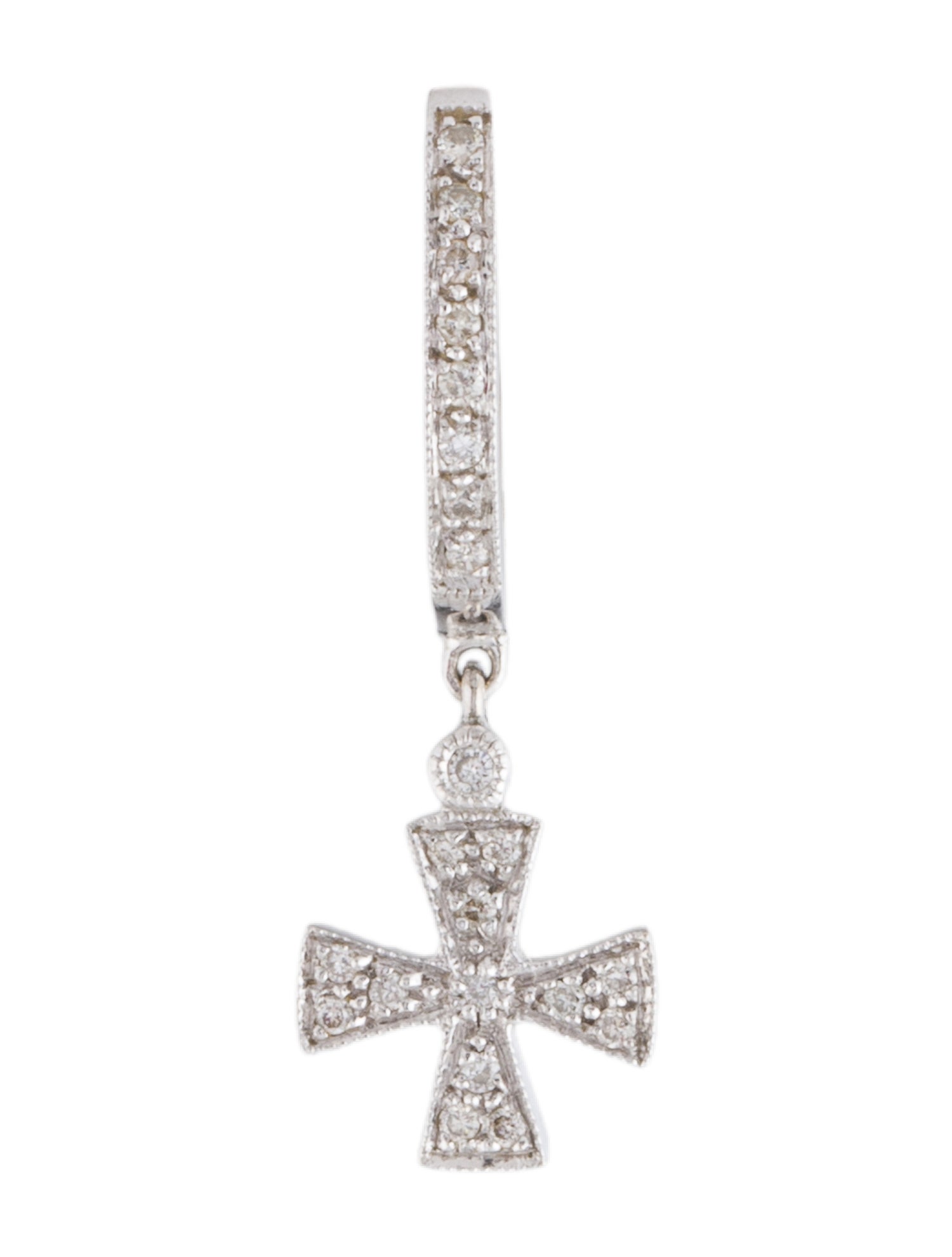 Earrings 14K Diamond Cross Single Huggie Earring