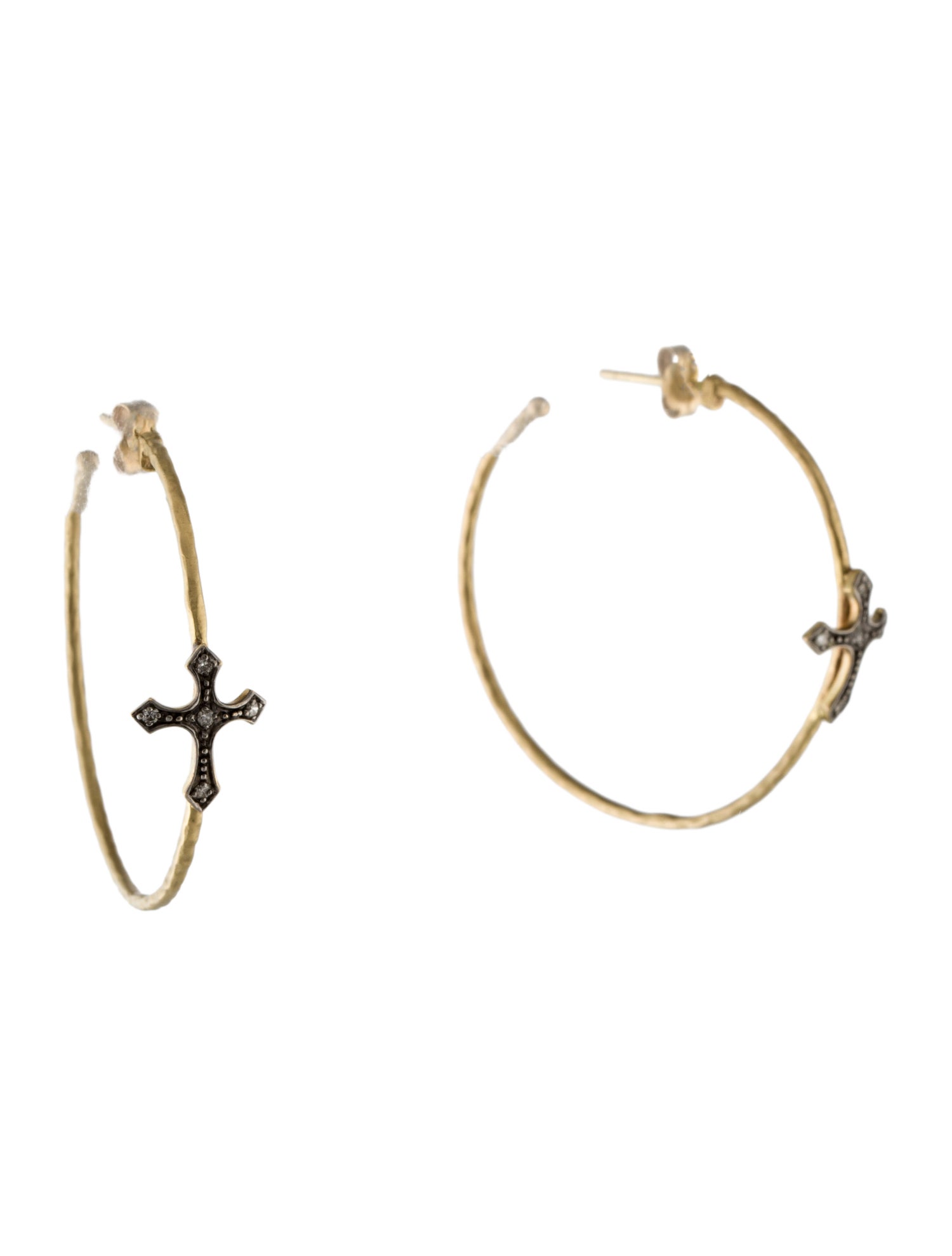 Earrings 14K Diamond Cross Hoop
