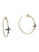 Earrings 14K Diamond Cross Hoop Earrings