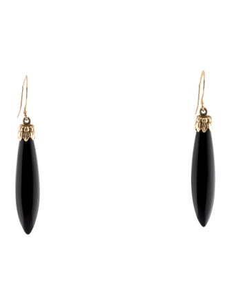 Earrings 14K Onyx Bead Drop Earrings