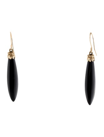 Earrings 14K Onyx Bead Drop Earrings