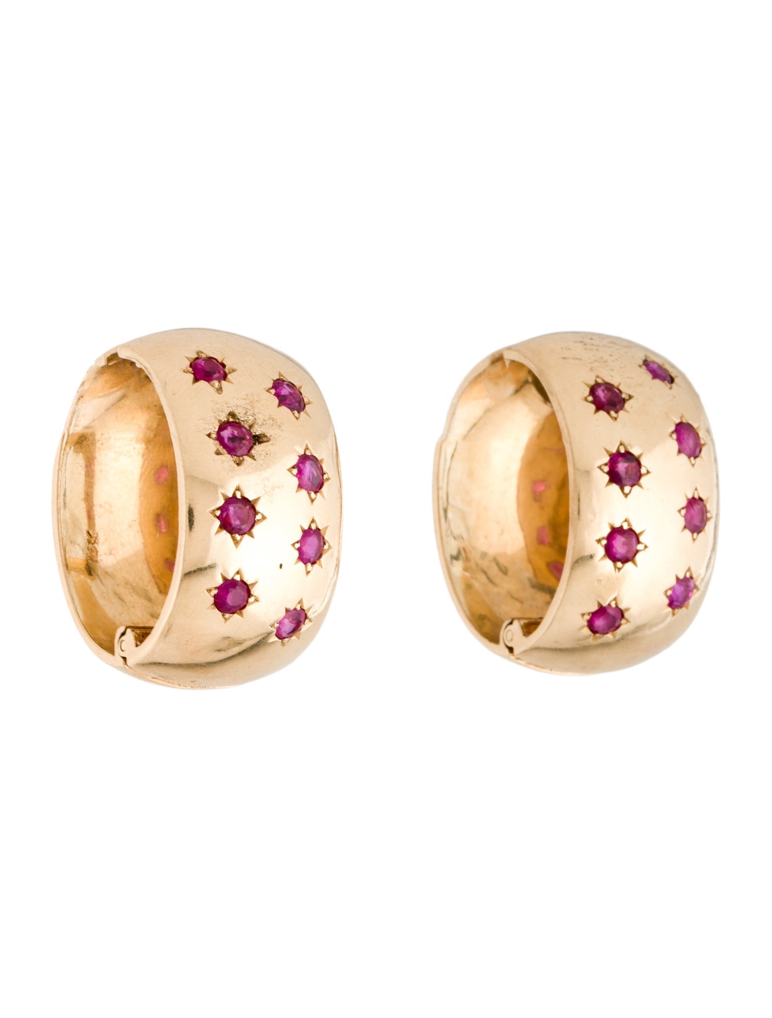 Earrings 14K 1.87ctw Ruby Clip-On Hoop