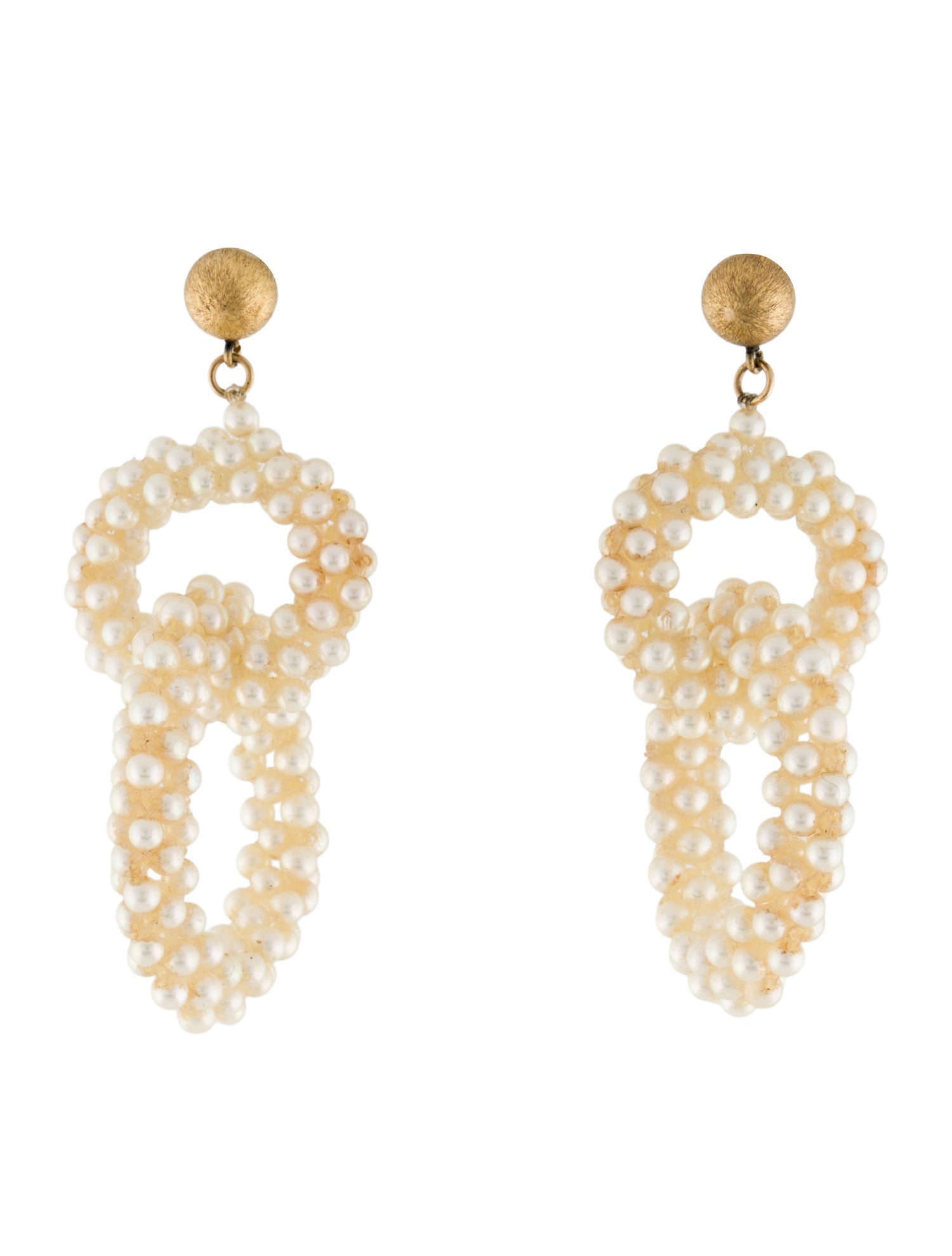 Earrings 14K Pearl Double Circle Drop