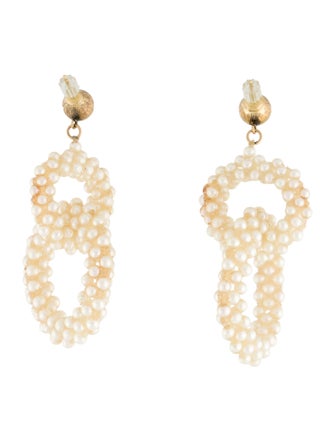 Earrings 14K Pearl Double Circle Drop Earrings