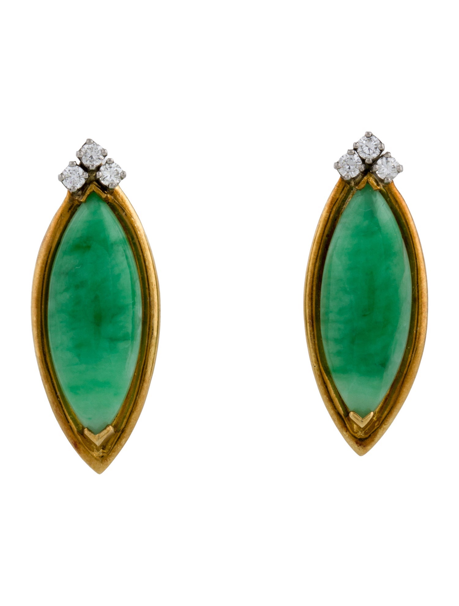 Earrings Jadeite & Diamond Clip-On