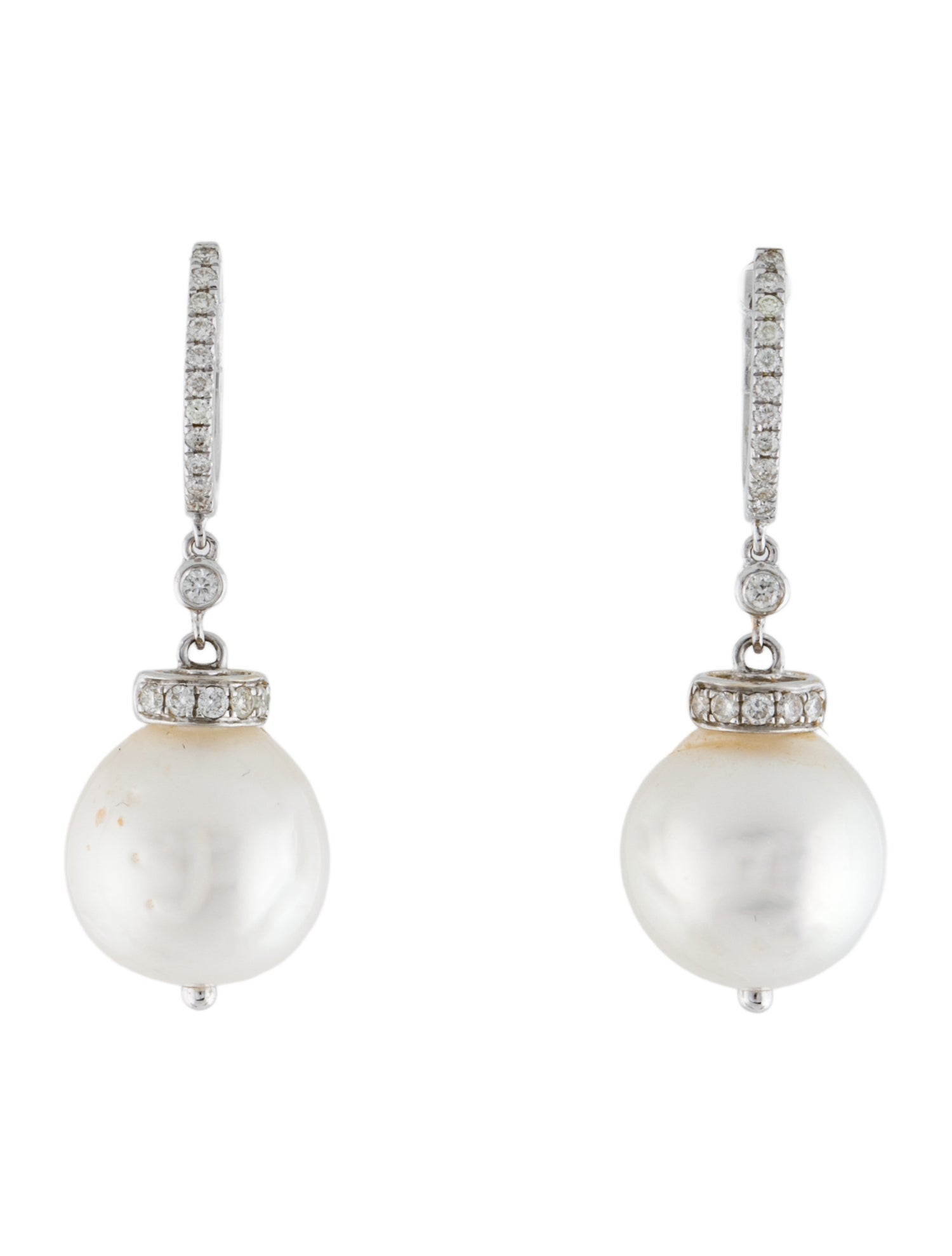 Earrings 18K Pearl & Diamond Drop