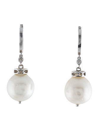 Earrings 18K Pearl & Diamond Drop Earrings
