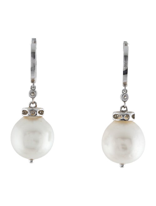 Earrings 18K Pearl & Diamond Drop Earrings