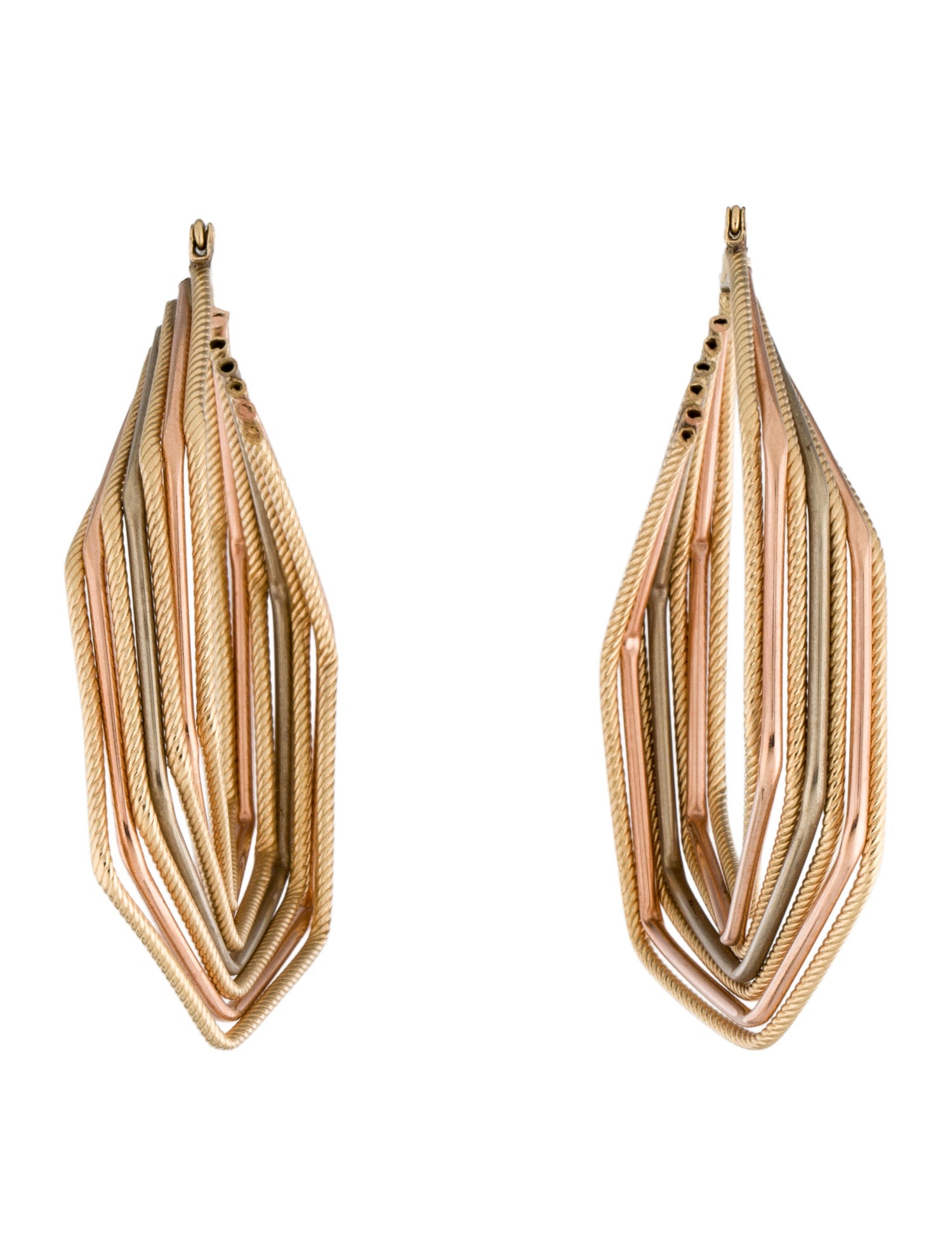 Earrings 14K Tri-Color Large Hoop