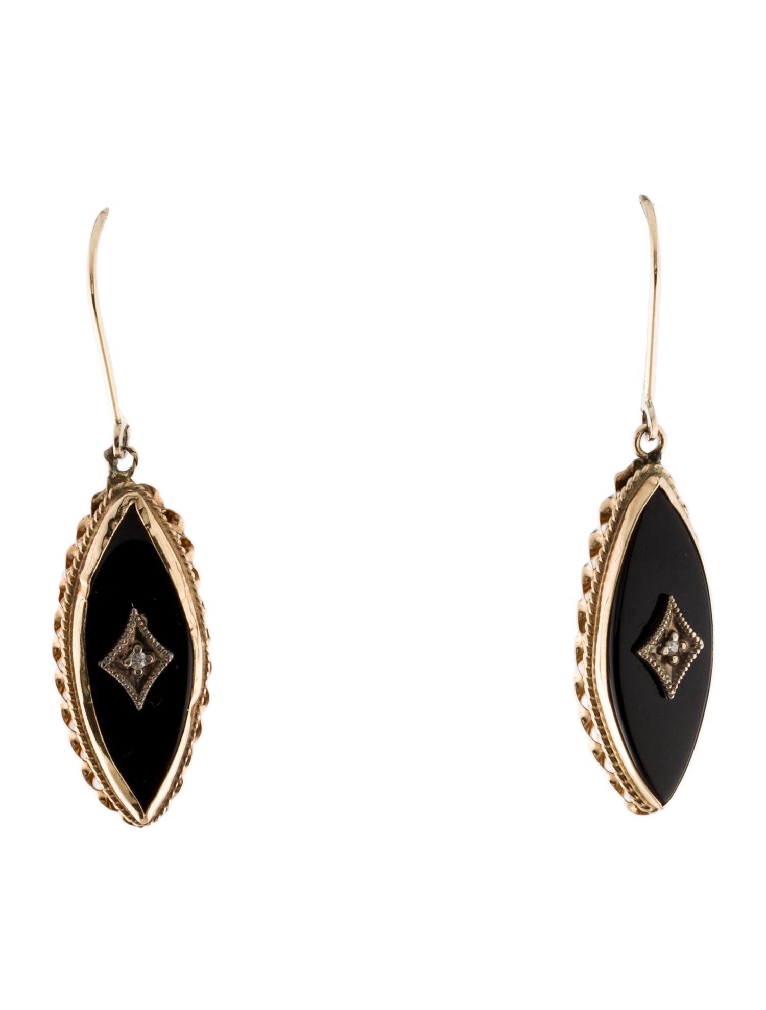 Earrings 14K Onyx & Diamond Drop Earrings
