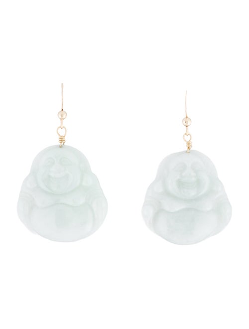 Earrings 14K Jadeite Buddha Drop Earrings
