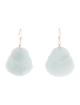 Earrings 14K Jadeite Buddha Drop Earrings
