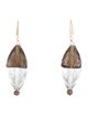 Earrings 14K Smokey Quartz & Quartz Drop Earrings